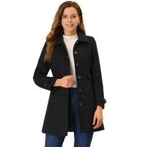 INSPIRE CHIC Women's Winter Classic Single Breasted Outwear Overcoat with Pockets - 1 of 4