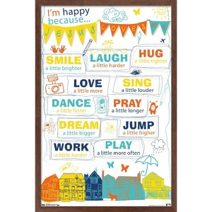 Trends International I'm Happy Framed Wall Poster Prints - 1 of 4