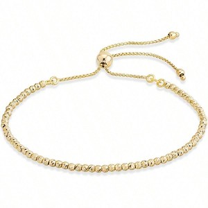 Sterling Silver or Diamond - Cut Adjustable Bolo 2.5mm Bead Ball Bracelet for Women - 1 of 4