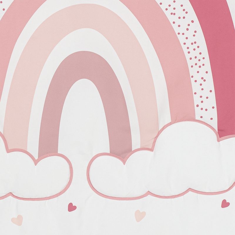 Sweet Jojo Designs Girl Baby Crib Bedding Set - Boho Rainbow and Hearts Pink Ivory 3pc, 3 of 7