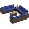 Costway 12 PCS Patio Wicker Sectional Sofa Set with 32” Propane Fire Pit Table Tank Holder Black/Brown/Navy - 2 of 4