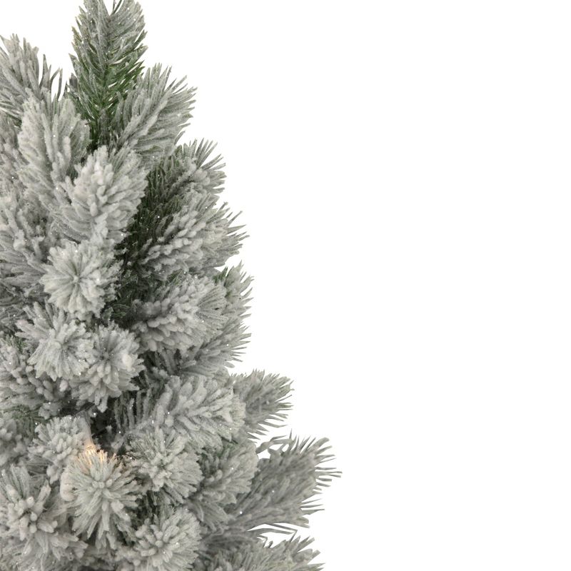 Northlight 1.3 FT LED Lighted Mini Frosted Pine Christmas Tree in Cement Base, 4 of 6