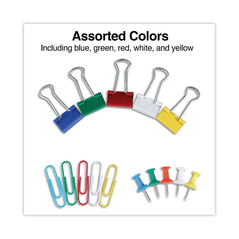 UNIVERSAL Combo Clip Pack Assorted Binder Clips/Paper Clips/Push Pins 31203, 4 of 7