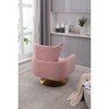 CAVINAS Classic Mid-Century Swivel Accent Chair with Curved Backrest, Upholstered 360-Degree Barrel Chair with Gold Metal Base - 3 of 4