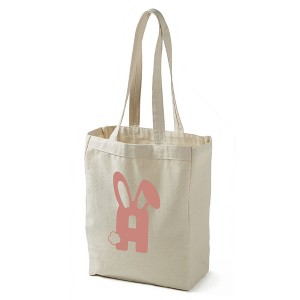 Bunny Monogram Canvas Tote Bags, Pink - 1 of 3
