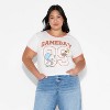 Women's Snoopy Game Day Ringer Short Sleeve Graphic Baby T-Shirt - Off-White - 2 of 3
