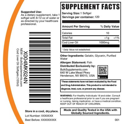 BulkSupplements Cod Liver Oil Softgels