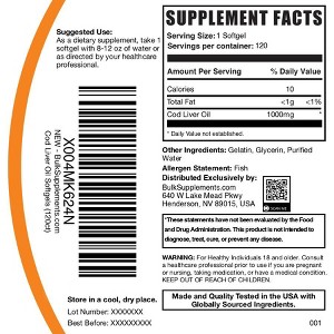 BulkSupplements Cod Liver Oil Softgels - 1 of 4