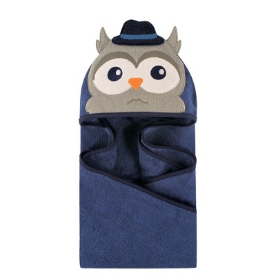 Hudson Baby Infant Boy Cotton Animal Face Hooded Towel, Mr Owl, One Size