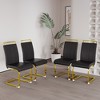 DOMETOUR Modern Dining Chairs Set of 4 Faux Leather High Back Upholstered Chair with C-shaped Tube plating Metal Legs for Dining Room - 3 of 4