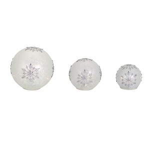 Melrose LED Frosted Snowflake Globe (Set of 3) - 1 of 4