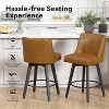 Vipbear Counter Height Bar Stools Set of 2,Swivel Barstools with Back and Wood Legs, Upholstered Bar Chairs, 26" H Kitchen Island Home Bar - 3 of 4