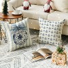 Blue Stripe Christmas Tree Balls Bow Throw Pillow Cover, 18 x 18 Inch Seasonal Snowflake Winter Holiday Cushion Case - 3 of 4