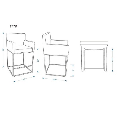 Ambassador Cream and Black Leather Metal Counter Stool