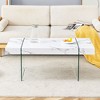 CAVINAS Coffee Tables for Living Room, Marble-Patterned MDF Coffee Table with Tempered Glass Legs, Suitable as A Side Table or Display Stand - 2 of 4