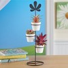 Collections Etc Artificial Succulents in White Pots and Iron Stand Set 5.5 X 5.5 X 18 - 2 of 2