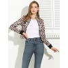 Allegra K Women's Stand Collar Elastic Hem Printed Bomber Jacket - 2 of 4