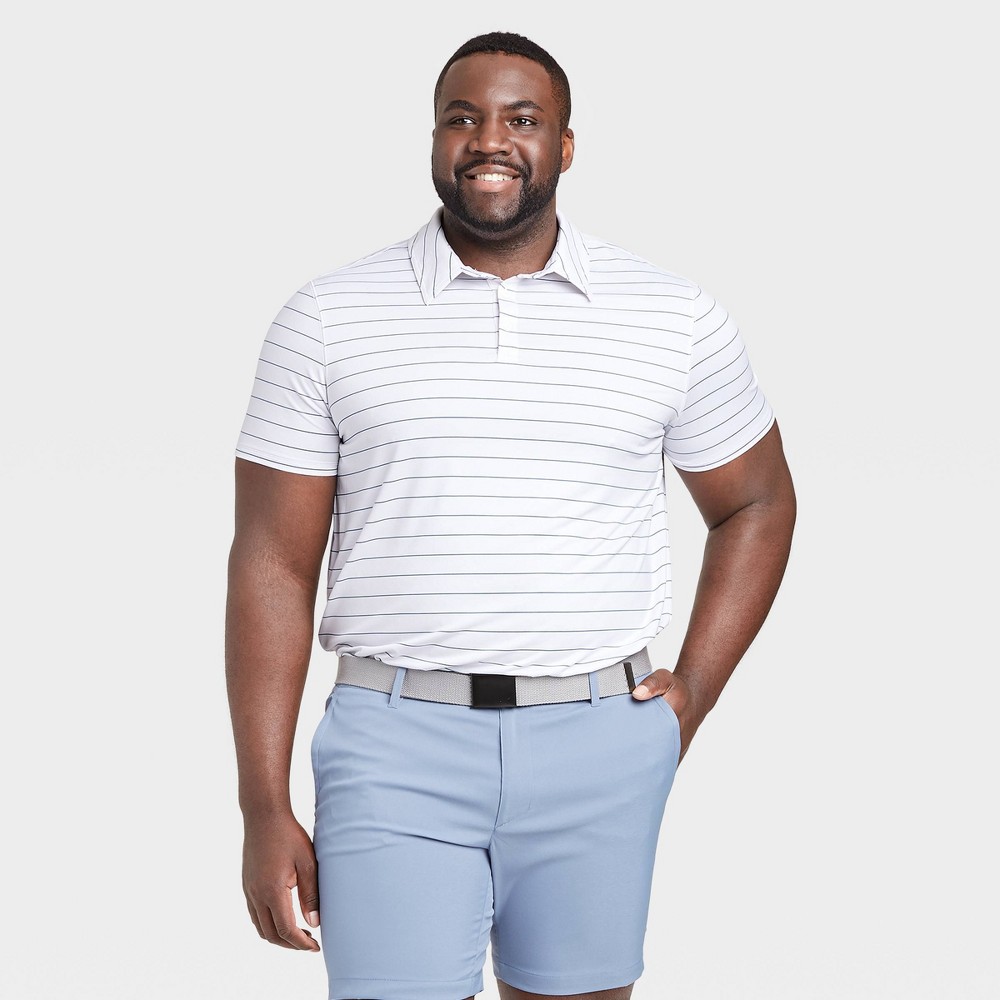 Men's Striped Golf Polo Shirt - All in Motion White L was $24.0 now $12.0 (50.0% off)