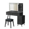 Modern Vanity Table Set with Lighted Mirror & Drawer Storage, Adjustable Makeup Desk with Stool for Bedroom Use-Cuddlewood - 3 of 4