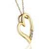 Pompeii3 Diamond Heart Pendant Necklace 3-Stone 10K Yellow Gold - 2 of 4