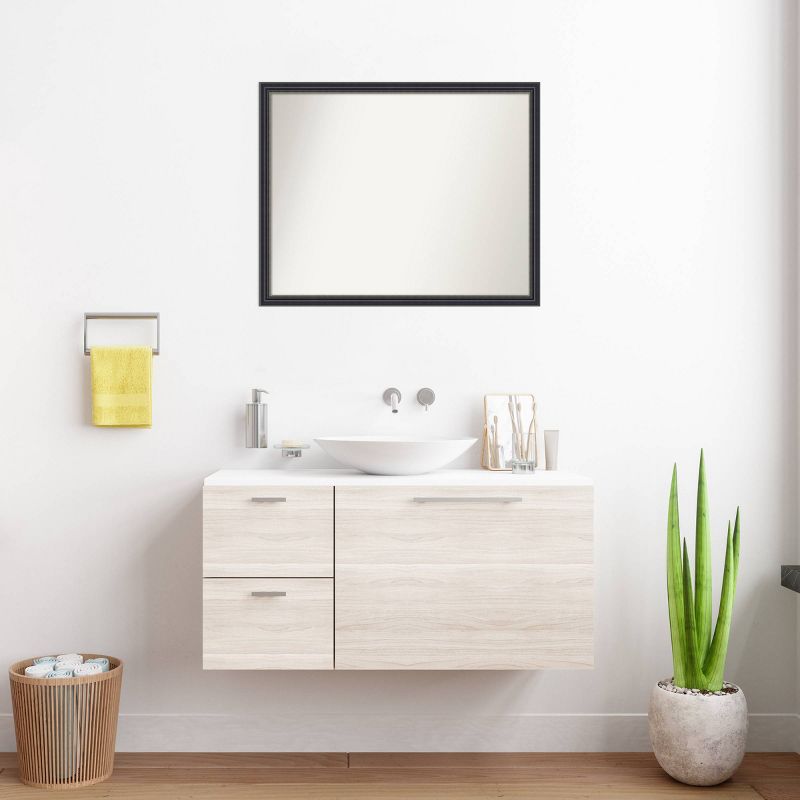 30&#34;x24&#34; Non-Beveled Stylish Wood Bathroom Wall Mirror Black - Amanti Art, 5 of 10