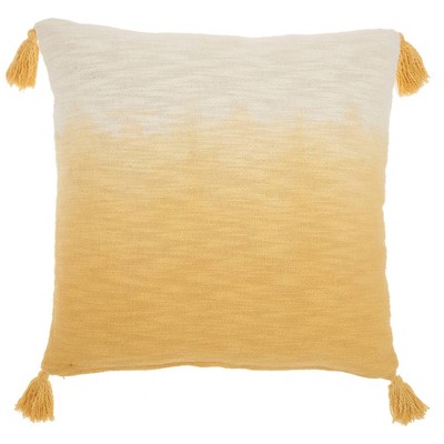 22"x22" Ombre Tassels Oversize Lumbar Throw Pillow Mustard - Mina Victory