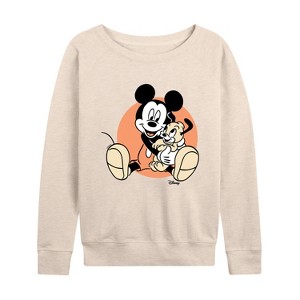 Women's - Disney - Mickey Mouse Lightweight French Terry Wide Neck Long Sleeve Shirt - 1 of 4