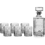 Fifth Avenue Dalmore Whiskey Decanter and Glass Set, 7-Piece Set for Liquor, Scotch, 6 Matching DOF Tumblers, Elegant Liquor Carafe w/ Stopper
