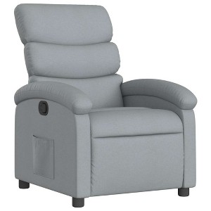 vidaXL Manual Recliner Chair - Light Gray Fabric Armchair with Side Pocket for Living Room, Bedroom - Ultimate Comfort - 1 of 4