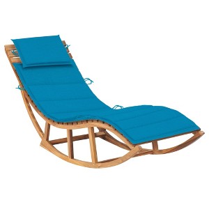vidaXL Rocking Sun Lounger with Cushion Solid Teak Wood - 1 of 4
