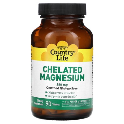 Country Life Chelated Magnesium , 250 mg , 90 Tablets