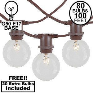 Novelty Lights Globe Outdoor String Lights with 80 In-Line Sockets Brown Wire 100 Feet - 1 of 4