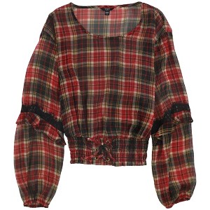 GUESS Womens Madrid Smocked Pullover Blouse - 1 of 1