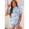 Amaryllis Women's Floral Ruffle Sleeve Button-Down Blouse Lightweight Collared Top Elegant - 4 of 4