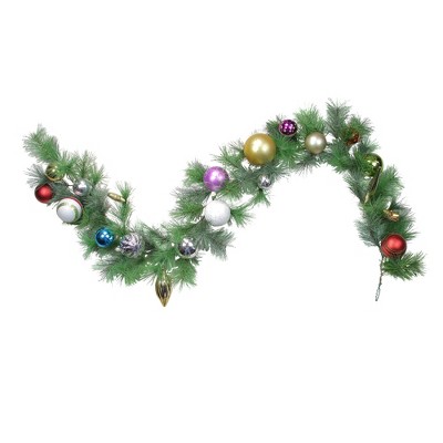 Northlight 6' x 9" Unlit Shiny Ball Ornament Long Needle Pine Artificial Christmas Garland