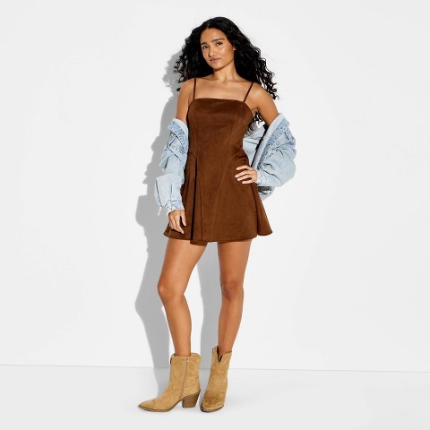 Женские платья Wild Fable Women's Mini Suede Skater Dress - Wild Fable™ Brown L