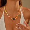 Chunky Bead Necklace for Women - Colorful Y2K Acrylic Rainbow Choker, Retro Boho Gift for Teachers & Graduation - 4 of 4