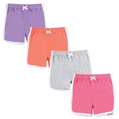 Image of Hudson Baby Girl Shorts Bottoms 4-Pack, Purple Coral, 3-6 Months