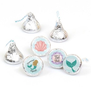 Big Dot of Happiness Trading The Tail For A Veil Mermaid Bachelorette Party Round Candy Sticker Favors - Labels Fits Chocolate Candy (1 sheet of 108) - 1 of 4