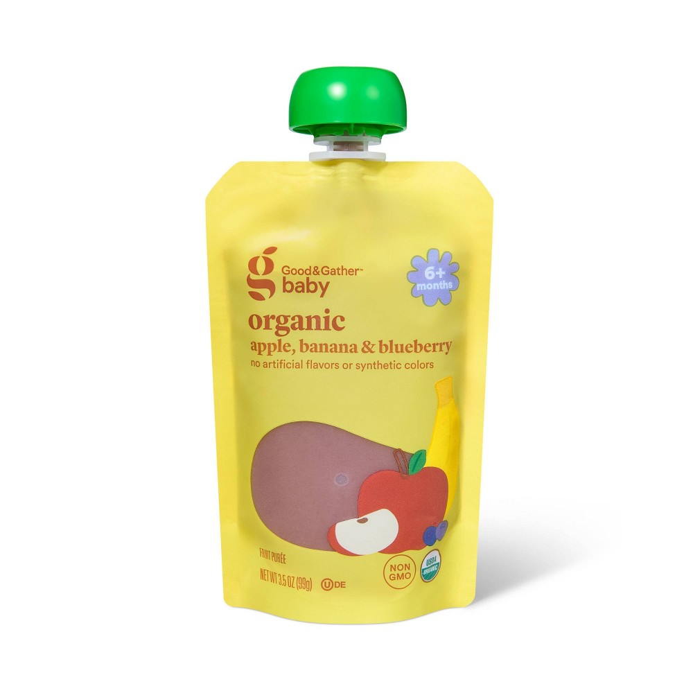 Apple Banana Blueberry Pouch - Blue - 3.5oz - Good & Gather™: Kosher, Baby Fruit Snack, Ready to Eat, Stage 2, 6+ Months