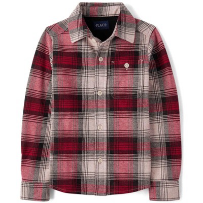 The Children's Place Boys Long Sleeve Plaid Luxe Cozy Knit Button Up Shirt