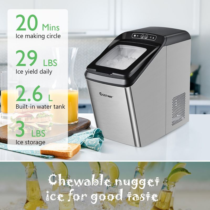 Nugget Ice Maker Machine Countertop Chewable Ice Maker 29lb/Day Self-Cleaning, 5 of 11