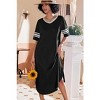 Ekouaer Long Nightgown, Womens V Neck Loungewear Oversized Sleepwear Loose Sleep Dress - 4 of 4