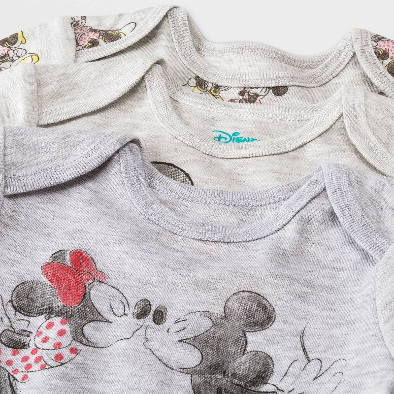 Baby Boys' Disney Mickey Mouse & Friends Minnie 3pk Bodysuit and One Piece Clothing Set - Heathered Gray, 3 of 7