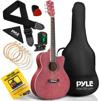 Pyle 6-String Acoustic Guitar for Beginners - 36" Cutaway Body w/ Accessory Kit - Purple - PGA550CAPU