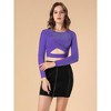 Allegra K Women's Glitter Long Sleeve Cut Out Twist Front Slim Fitted Crop Top - 3 of 4