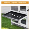 58'' Bunny Hutch Indoor with 3 Leak-Proof Trays, Waterproof Roof Rabbit Hutch , 2-Tier Wooden Bunny House/Chicken Coop - 4 of 4