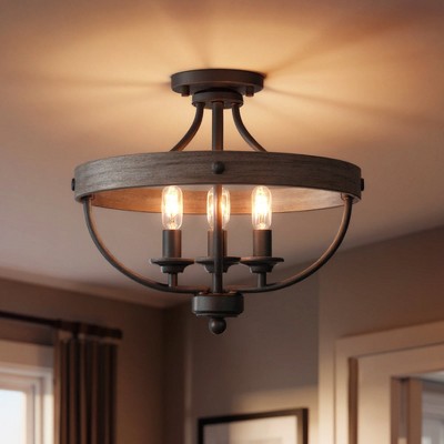 Urban Ambiance Luxury French Rustic Ceiling Light,  12.625"H x 15.25"W,  Charcoal Finish, UHP3441