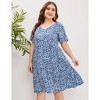 Coolmee Womens Summer Maxi Dress Plus Size Casual  Short Sleeve Ruffle Tiered V Neck Swing Long Sundress - 3 of 4