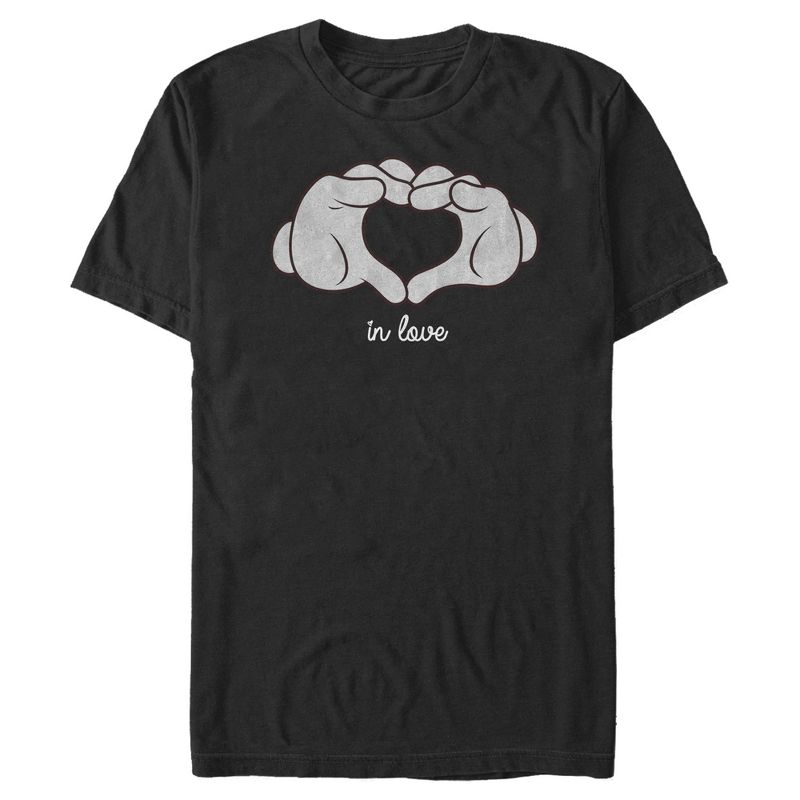 Men's Mickey & Friends Mickey Mouse Glove Heart T-Shirt, 1 of 5